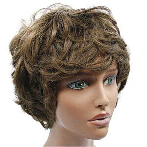 Kanekalon Short Brunette Wig Wavy Layered Cosplay Costume Hair Loss Kane Kalon